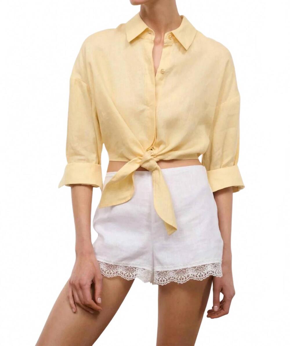 NEW STAUD women's lisa linen top in butter